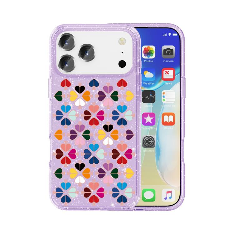เคสโทรศัพท์ลายหัวใจสีแดงคริสตัลประกาย สำหรับ iPhone 17 Pro Max, สำหรับ iPhone 17 Pro