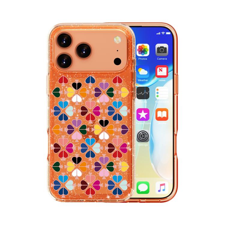 เคสโทรศัพท์ลายหัวใจสีแดงคริสตัลประกาย สำหรับ iPhone 17 Pro Max, สำหรับ iPhone 17 Pro