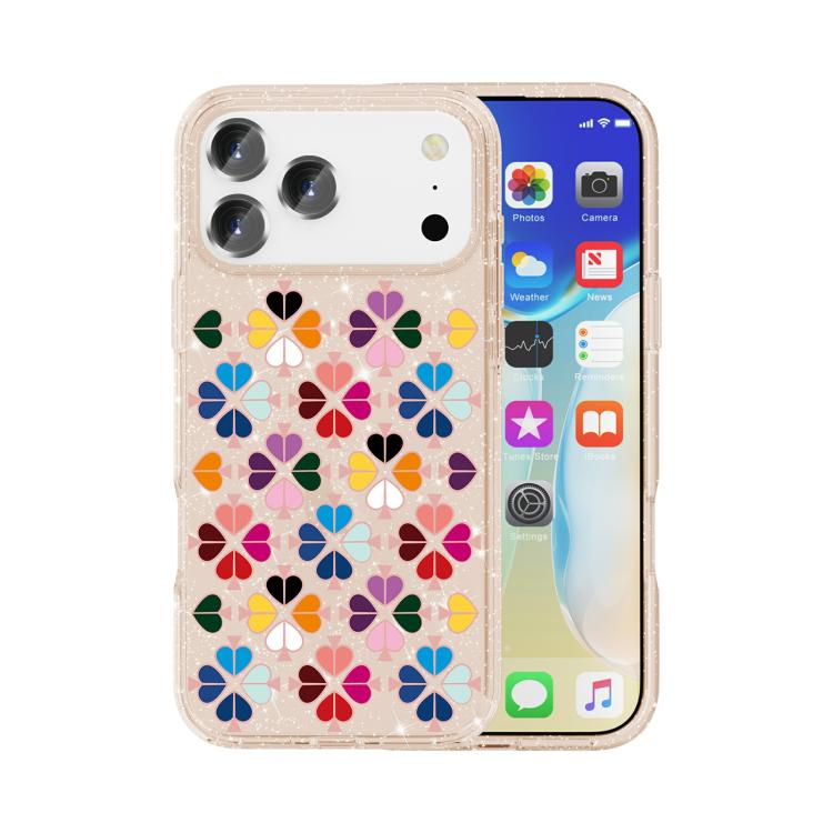 เคสโทรศัพท์ลายหัวใจสีแดงคริสตัลประกาย สำหรับ iPhone 17 Pro Max, สำหรับ iPhone 17 Pro