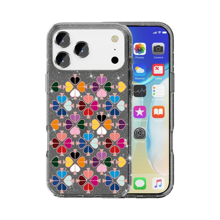 เคสโทรศัพท์ลายหัวใจสีแดงคริสตัลประกาย สำหรับ iPhone 17 Pro Max, สำหรับ iPhone 17 Pro