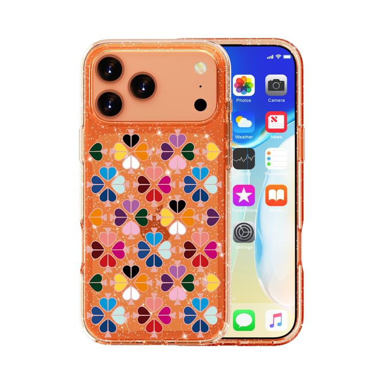 เคสโทรศัพท์ลายหัวใจสีแดงคริสตัลประกาย สำหรับ iPhone 17 Pro Max, สำหรับ iPhone 17 Pro