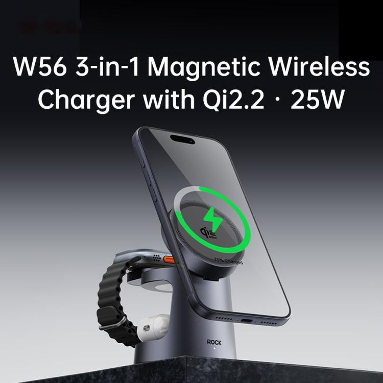 ROCK W56 3-in-1 Magnetic Wireless Charger with Qi2.2 25W, W56