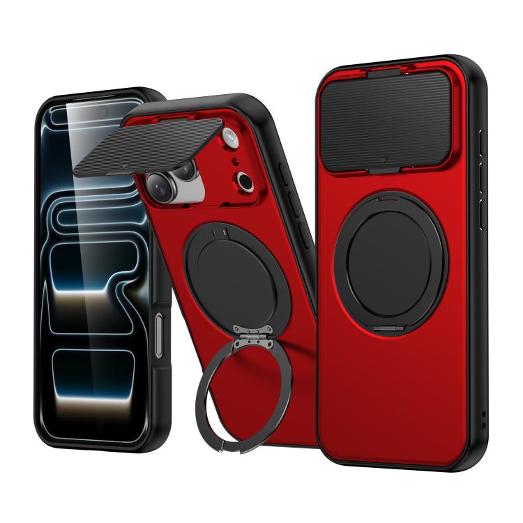 เคสโทรศัพท์ไฮบริด PC TPU พร้อมที่ยึดเลนส์หมุนแม่เหล็ก ShellGod สำหรับ iPhone 17 Pro Max, สำหรับ iPhone 17 Pro