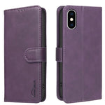 เคสโทรศัพท์หนังวีแกนลายผิวลูกวัวสีพื้นพร้อม RFID สำหรับ iPhone XS Max, สำหรับ iPhone 6 Plus/7 Plus/8 Plus, สำหรับ iPhone 6 / 7 / 8