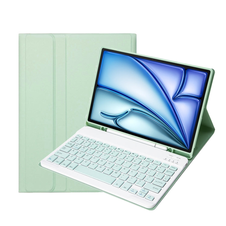 สำหรับ iPad Air 11 2024 / 2025 / Air 4 2020 / Air 5 2022 A098B เคสป้องกันคีย์บอร์ดบลูทูธ ABS สีลูกกวาดบางพิเศษถอดได้ พร้อมขาตั้งและช่องใส่ปากกา, A098B
