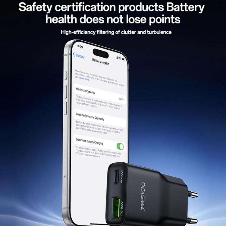 Yesido YC112 ที่ชาร์จเร็ว PD QC 20W แบบพอร์ตคู่บางพิเศษ, YC112