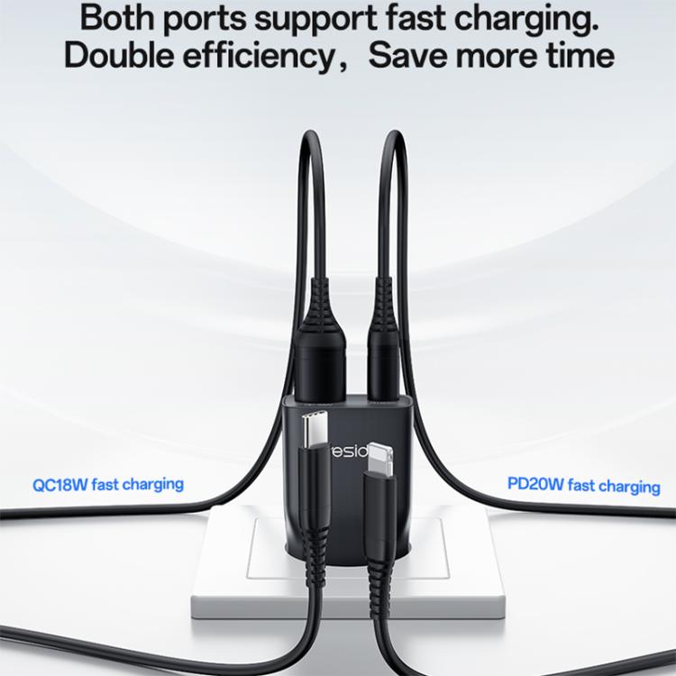 Yesido YC112 ที่ชาร์จเร็ว PD QC 20W แบบพอร์ตคู่บางพิเศษ, YC112
