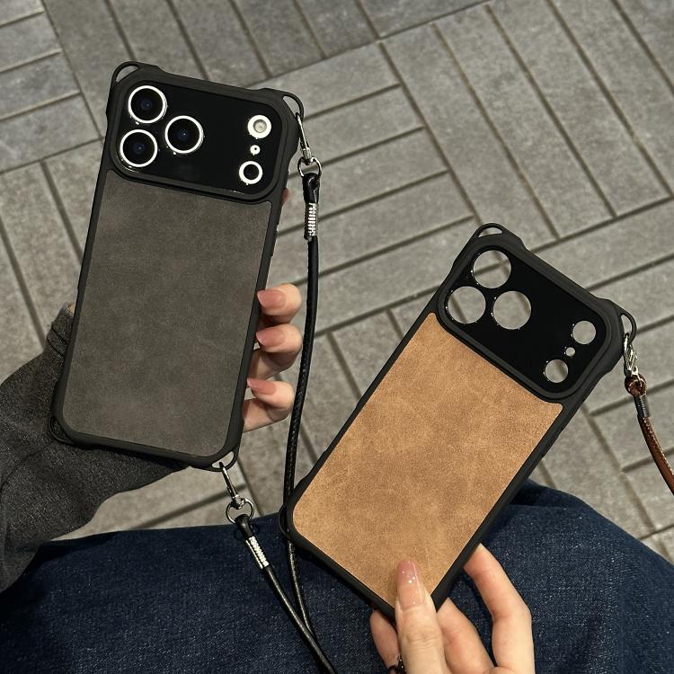เคสโทรศัพท์หนังเทียมรูเล็กกันกระแทกพร้อมสายสะพายข้าง PU สำหรับ iPhone 17 Pro Max, สำหรับ iPhone 17 Pro