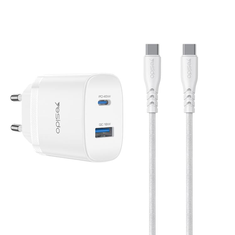 ชุดที่ชาร์จเร็ว Yesido PD45W USB และ Type-C แบบอินเทอร์เฟซคู่ พร้อมปลั๊ก EU, UK, US