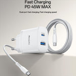 ชุดที่ชาร์จเร็ว Yesido PD45W USB และ Type-C แบบอินเทอร์เฟซคู่ พร้อมปลั๊ก EU, UK, US