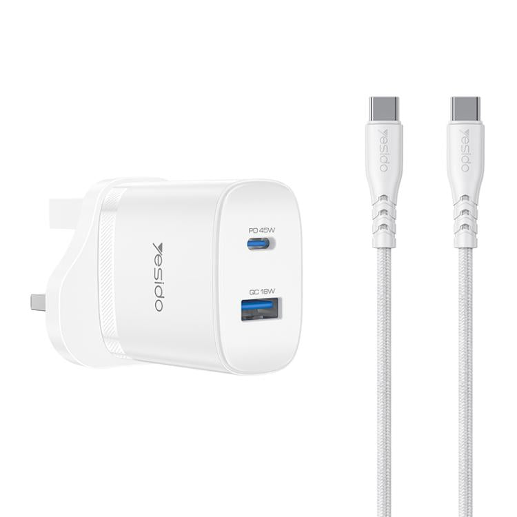 ชุดที่ชาร์จเร็ว Yesido PD45W USB และ Type-C แบบอินเทอร์เฟซคู่ พร้อมปลั๊ก EU, UK, US