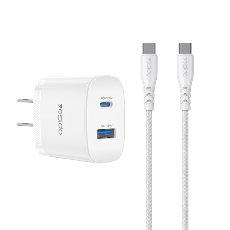 ชุดที่ชาร์จเร็ว Yesido PD45W USB และ Type-C แบบอินเทอร์เฟซคู่ พร้อมปลั๊ก EU, UK, US