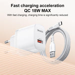 Yesido 18W USB Single Interface Charger Set with USB to Type-C Cable, EU Plug, UK Plug, US Plug