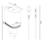 Yesido 18W USB Single Interface Charger Set with USB to Type-C Cable, EU Plug, UK Plug, US Plug