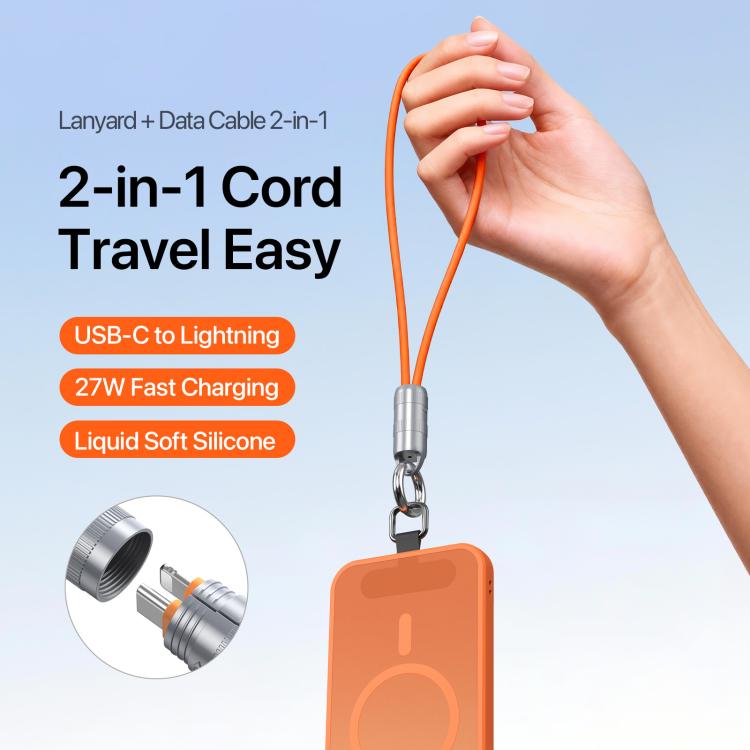 สายข้อมูลชาร์จเร็ว DUX DUCIS LCBA Series 27W Type-C เป็น 8 Pin แบบสายคล้อง ความยาว 30 ซม. Type-C เป็น 8 Pin