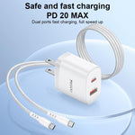 ชุดชาร์จ Yesido YC19U PD20W USB-C / Type-C และ QC18W USB-A แบบพอร์ตคู่ พร้อมสาย Type-C เป็น Type-C รุ่น YC19U