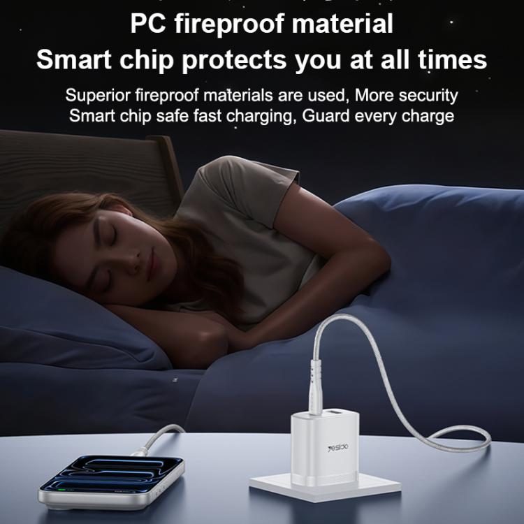 ชุดชาร์จ Yesido YC19U PD20W USB-C / Type-C และ QC18W USB-A แบบพอร์ตคู่ พร้อมสาย Type-C เป็น Type-C รุ่น YC19U