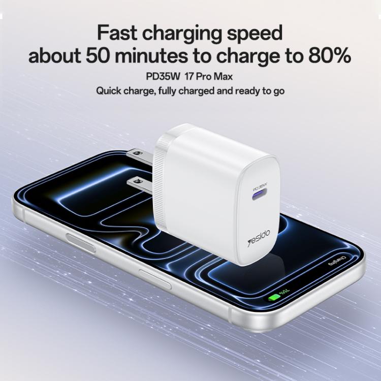 ชุดชาร์จเร็ว Yesido YC20U PD35W USB-C / Type-C แบบพอร์ตเดี่ยว พร้อมสาย Type-C เป็น Type-C รุ่น YC20U