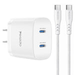 ชุดชาร์จเร็ว Yesido PD45W แบบคู่ Type-C พร้อมสาย Type-C เป็น Type-C ปลั๊ก US, ปลั๊ก EU, ปลั๊ก UK