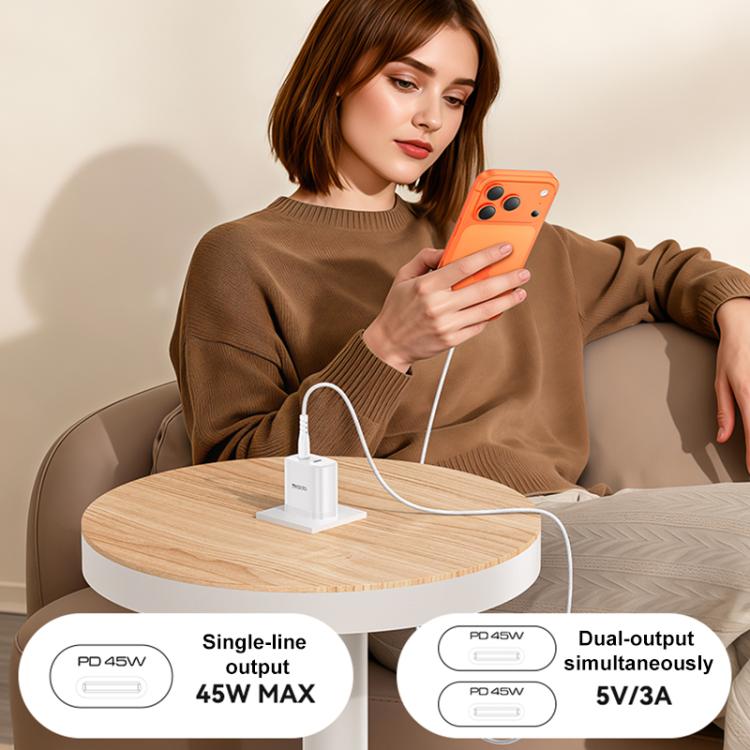 ชุดชาร์จเร็ว Yesido PD45W แบบคู่ Type-C พร้อมสาย Type-C เป็น Type-C ปลั๊ก US, ปลั๊ก EU, ปลั๊ก UK