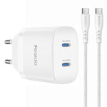 ชุดชาร์จเร็ว Yesido PD45W แบบคู่ Type-C พร้อมสาย Type-C เป็น Type-C ปลั๊ก US, ปลั๊ก EU, ปลั๊ก UK