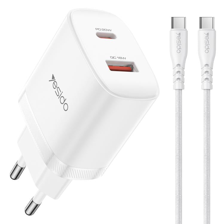 ชุดชาร์จ Yesido YC106 PD20W USB-C / Type-C และ QC18W USB-A แบบพอร์ตคู่ พร้อมสาย Type-C เป็น Type-C รุ่น YC106