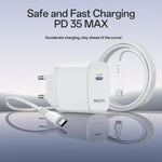 ชุดชาร์จเร็ว Yesido YC107 PD35W USB-C / Type-C แบบพอร์ตเดี่ยว พร้อมสาย Type-C เป็น Type-C รุ่น YC107