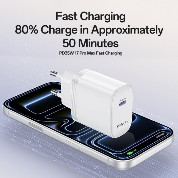 ชุดชาร์จเร็ว Yesido YC107 PD35W USB-C / Type-C แบบพอร์ตเดี่ยว พร้อมสาย Type-C เป็น Type-C รุ่น YC107