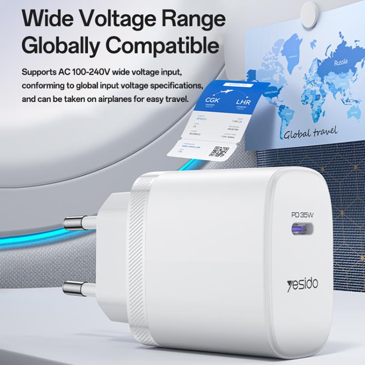 ชุดชาร์จเร็ว Yesido YC107 PD35W USB-C / Type-C แบบพอร์ตเดี่ยว พร้อมสาย Type-C เป็น Type-C รุ่น YC107