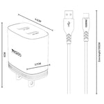 ชุดชาร์จ Yesido YC17U 12W 2.4A USB สองพอร์ต พร้อมสายข้อมูล USB 1 เมตรเป็น Type-C, YC17U