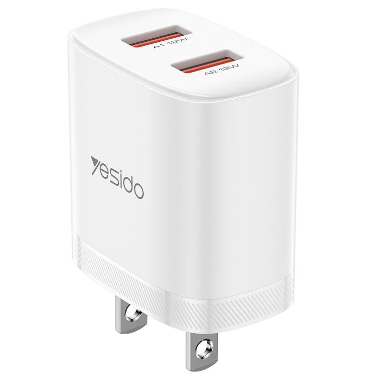 ชุดชาร์จ Yesido YC17U 12W 2.4A USB สองพอร์ต พร้อมสายข้อมูล USB 1 เมตรเป็น Type-C, YC17U
