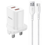 ชุดชาร์จ Yesido YC150 12W 2.4A USB สองพอร์ต พร้อมสายข้อมูล USB 1 เมตรเป็น Type-C, YC150