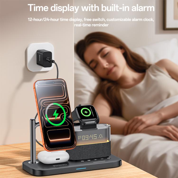 แท่นชาร์จไร้สายแม่เหล็กมัลติฟังก์ชัน 6-in-1 Yesido DS37 25W, DS37