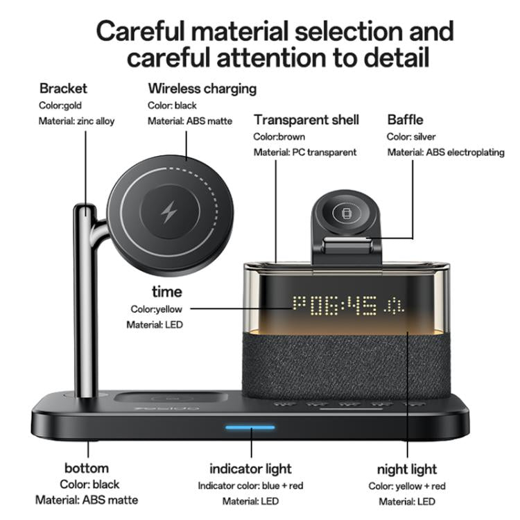 แท่นชาร์จไร้สายแม่เหล็กมัลติฟังก์ชัน 6-in-1 Yesido DS37 25W, DS37
