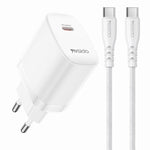 ชุดชาร์จ Yesido YC105 PD20W Type-C พร้อมสายข้อมูล Type-C 1 เมตรเป็น Type-C, YC105