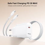 ชุดชาร์จ Yesido YC105 PD20W Type-C พร้อมสายข้อมูล Type-C 1 เมตรเป็น Type-C, YC105