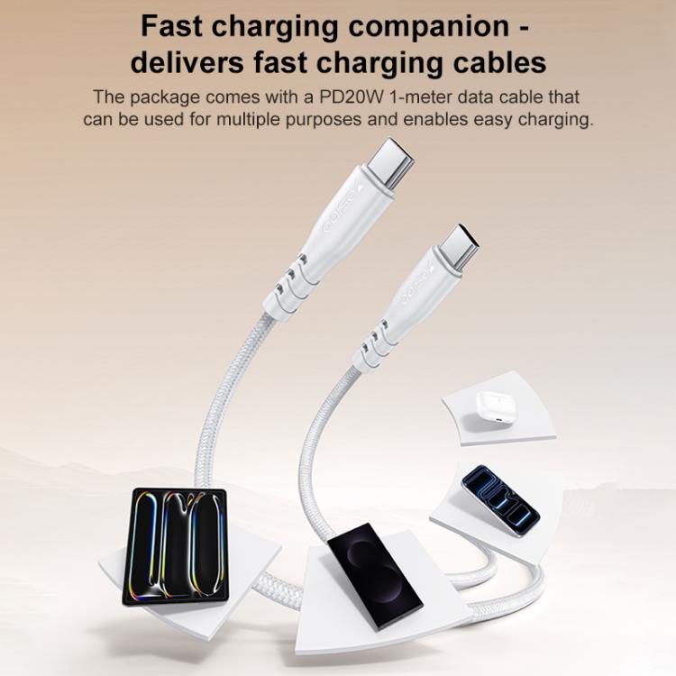 ชุดชาร์จ Yesido YC105 PD20W Type-C พร้อมสายข้อมูล Type-C 1 เมตรเป็น Type-C, YC105