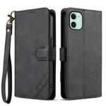AZNS A2 Series Tri-Card Wallet RFID Vegan Leather Phone Case with Strap, For iPhone 13 Pro, For iPhone 13, For iPhone 12, For iPhone 12 Pro Max, For iPhone 12 Pro, For iPhone 11 Pro Max, For iPhone 11, For iPhone 11 Pro