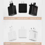 เครื่องชาร์จเร็ว 120W USB และ Type-C HX119 พร้อมปลั๊ก EU, ปลั๊ก UK, ปลั๊ก US