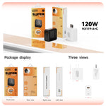 เครื่องชาร์จเร็ว 120W USB และ Type-C HX119 พร้อมปลั๊ก EU, ปลั๊ก UK, ปลั๊ก US