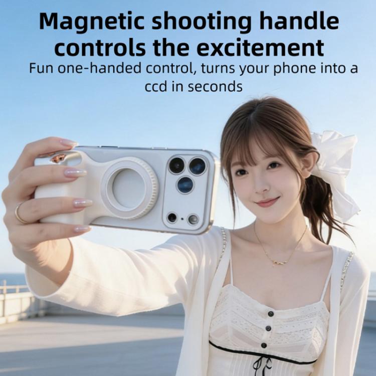Magnetic Smartphone Shooting Holder Hand Grip Handle Snap On Phone Stand, Single Grip, With Fill Light