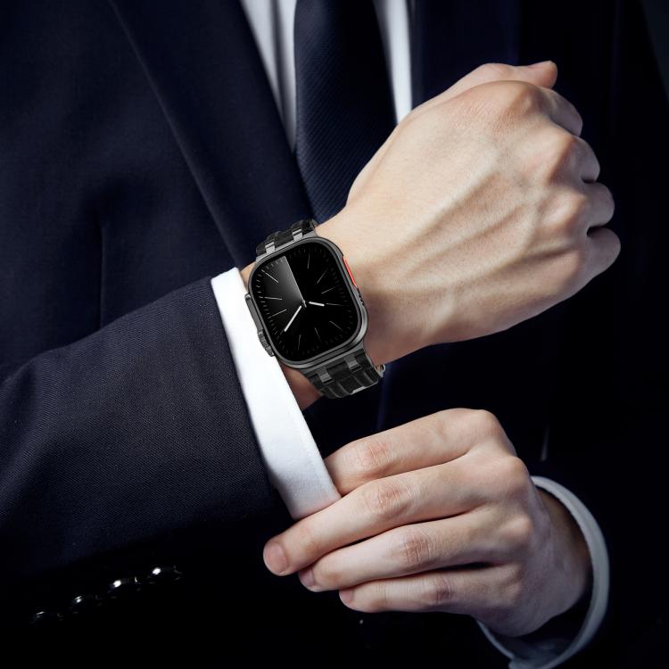 สายรัดนาฬิกาหนังวีแกนเย็บลายยีนส์ สำหรับ Apple Watch 46mm / 49mm / 45mm / 44mm