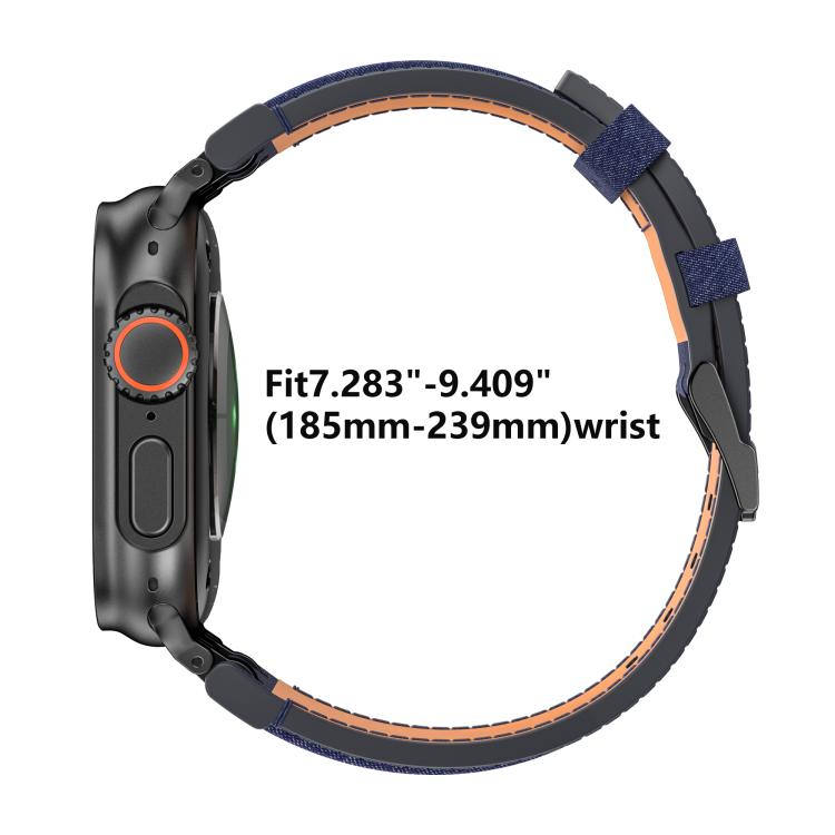 สายรัดนาฬิกาหนังวีแกนเย็บลายยีนส์ สำหรับ Apple Watch 46mm / 49mm / 45mm / 44mm