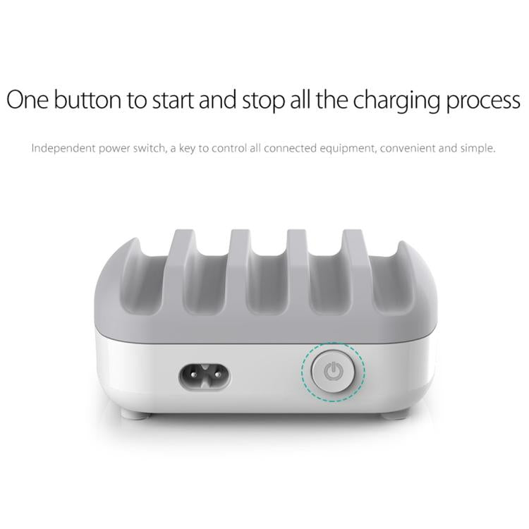 แท่นชาร์จอัจฉริยะ ORICO DUK-5P 40W 5 พอร์ต USB พร้อมขาตั้ง, ปลั๊ก US, ปลั๊ก UK, ปลั๊ก AU
