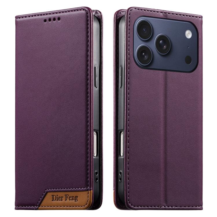 เคสโทรศัพท์หนังวีแกนแม่เหล็ก RFID แบบต่อผ้ารวม Dierfeng สำหรับ iPhone 17e / 16e, สำหรับ iPhone 17 Pro Max, สำหรับ iPhone 17 Pro, สำหรับ iPhone 17, สำหรับ iPhone Air, สำหรับ iPhone 16 Pro Max, สำหรับ iPhone 16 Pro, สำหรับ iPhone 16 Plus