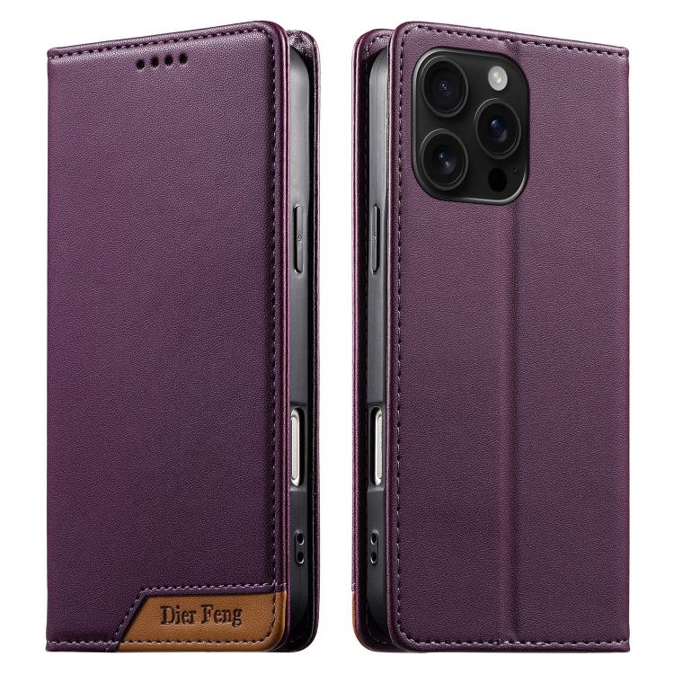 เคสโทรศัพท์หนังวีแกนแม่เหล็ก RFID แบบต่อผ้ารวม Dierfeng สำหรับ iPhone 17e / 16e, สำหรับ iPhone 17 Pro Max, สำหรับ iPhone 17 Pro, สำหรับ iPhone 17, สำหรับ iPhone Air, สำหรับ iPhone 16 Pro Max, สำหรับ iPhone 16 Pro, สำหรับ iPhone 16 Plus