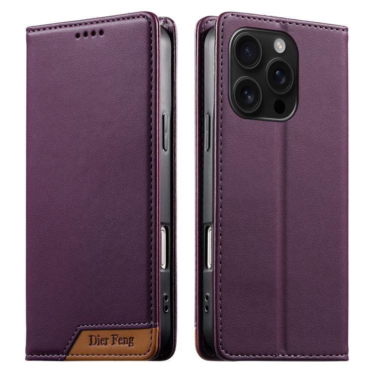 เคสโทรศัพท์หนังวีแกนแม่เหล็ก RFID แบบต่อผ้ารวม Dierfeng สำหรับ iPhone 17e / 16e, สำหรับ iPhone 17 Pro Max, สำหรับ iPhone 17 Pro, สำหรับ iPhone 17, สำหรับ iPhone Air, สำหรับ iPhone 16 Pro Max, สำหรับ iPhone 16 Pro, สำหรับ iPhone 16 Plus