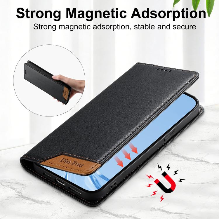เคสโทรศัพท์หนังวีแกนแม่เหล็ก RFID แบบต่อผ้ารวม Dierfeng สำหรับ iPhone 16, สำหรับ iPhone 15 Pro Max, สำหรับ iPhone 15 Pro, สำหรับ iPhone 15 Plus, สำหรับ iPhone 15, สำหรับ iPhone 14 Plus, สำหรับ iPhone 14 / 13, สำหรับ iPhone 14 Pro