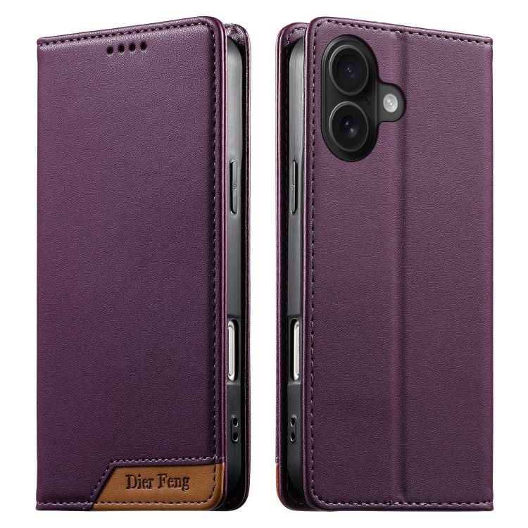 เคสโทรศัพท์หนังวีแกนแม่เหล็ก RFID แบบต่อผ้ารวม Dierfeng สำหรับ iPhone 16, สำหรับ iPhone 15 Pro Max, สำหรับ iPhone 15 Pro, สำหรับ iPhone 15 Plus, สำหรับ iPhone 15, สำหรับ iPhone 14 Plus, สำหรับ iPhone 14 / 13, สำหรับ iPhone 14 Pro