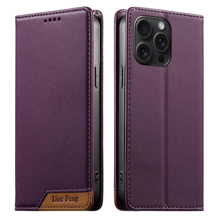 เคสโทรศัพท์หนังวีแกนแม่เหล็ก RFID แบบต่อผ้ารวม Dierfeng สำหรับ iPhone 16, สำหรับ iPhone 15 Pro Max, สำหรับ iPhone 15 Pro, สำหรับ iPhone 15 Plus, สำหรับ iPhone 15, สำหรับ iPhone 14 Plus, สำหรับ iPhone 14 / 13, สำหรับ iPhone 14 Pro